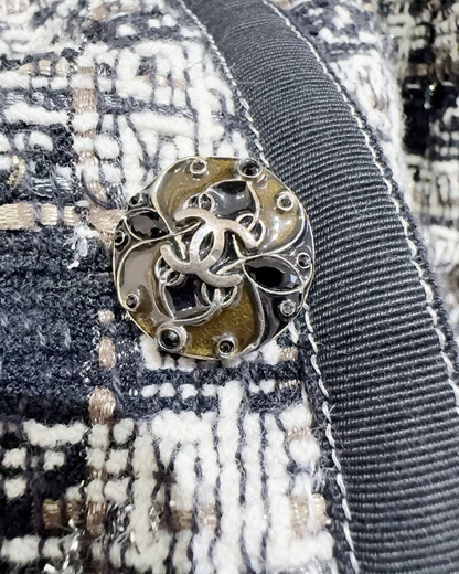 Chanel Plaid Tweed Jacket Navy, White, Multicolor FR 40