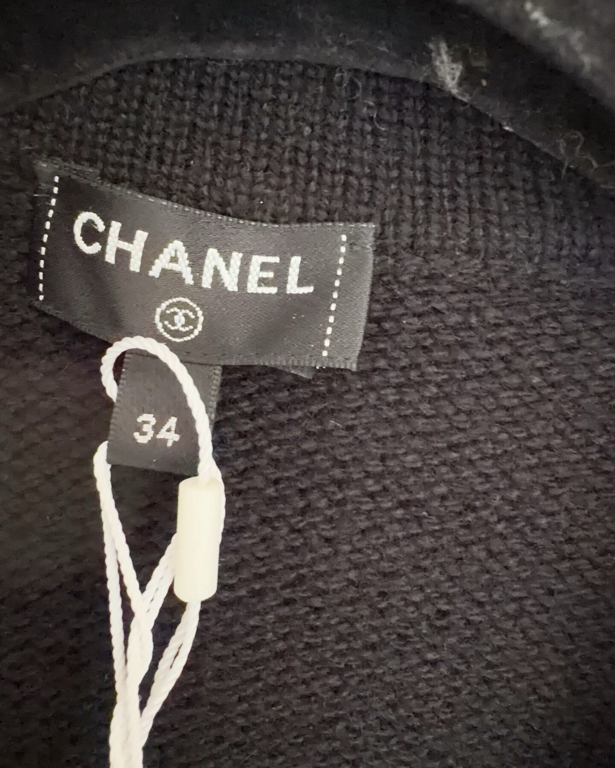 Chanel 21K Cashmere Pearl-Fringe Cardigan Black, Beige/Ecru FR 34