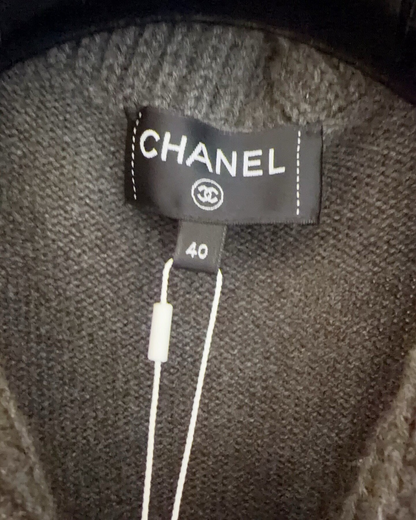 Chanel 24A Cashmere Zip-Up Collared Vest Grey FR 40