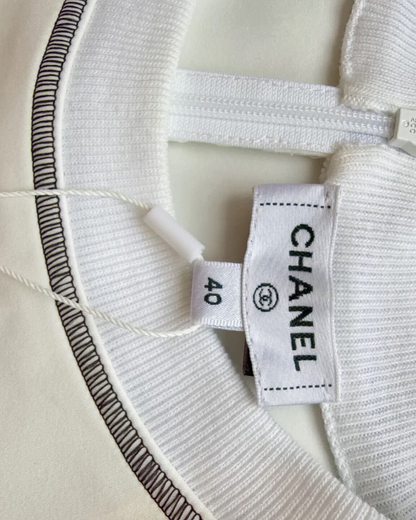 Chanel 24C Monogram CC Logo T-Shirt White, Black FR 40
