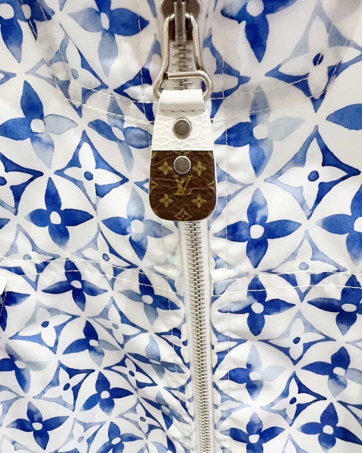 Louis Vuitton Monogram Hooded Zip-Up Jacket Blue, White FR 36