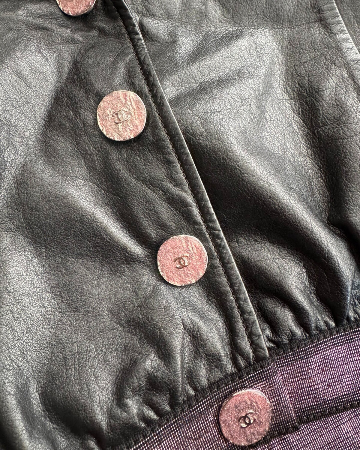Chanel 24C Collared Leather Jacket Black, Pink FR 34