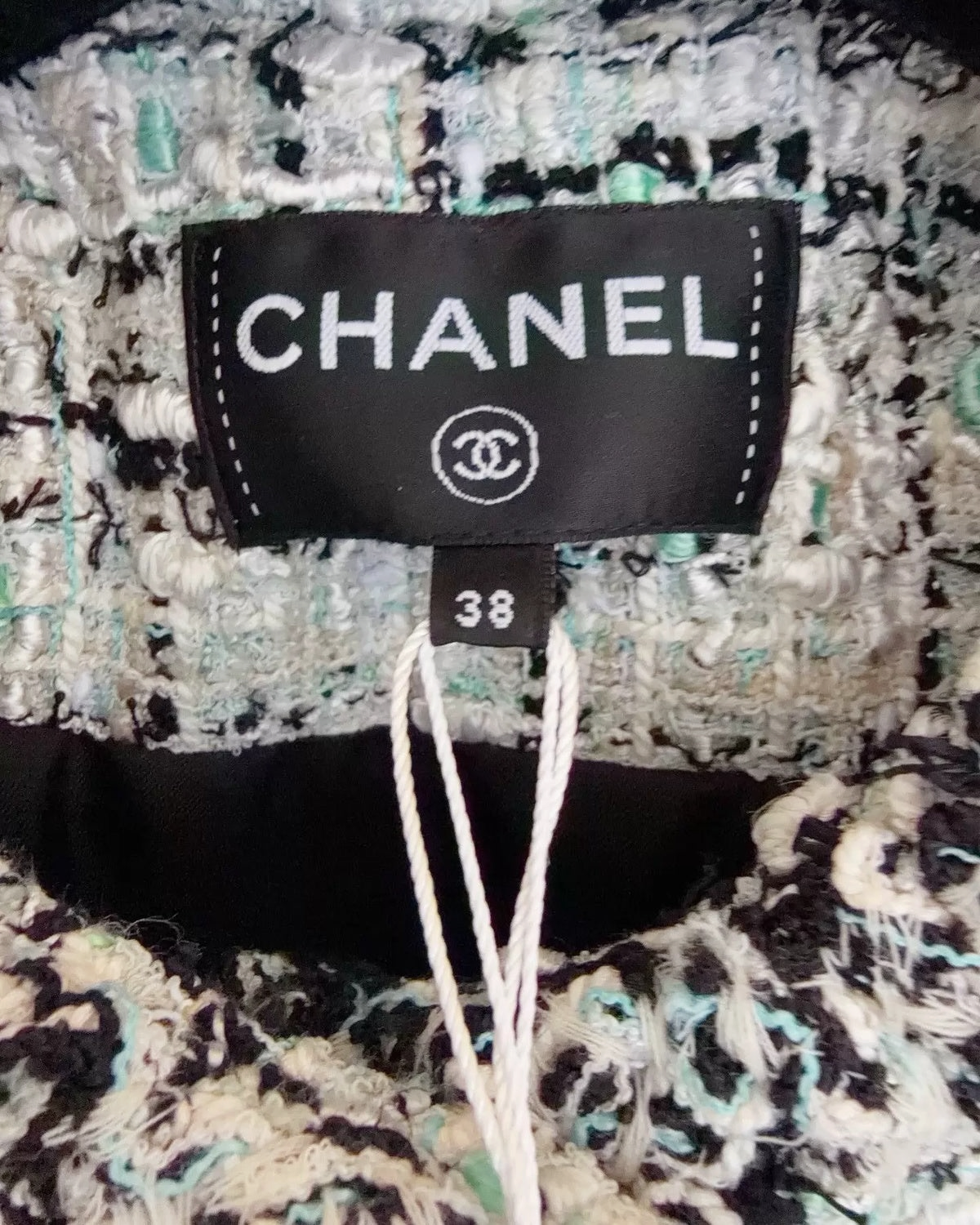 Chanel 26S Tweed Jacket Green, Blue, Multicolor FR 38