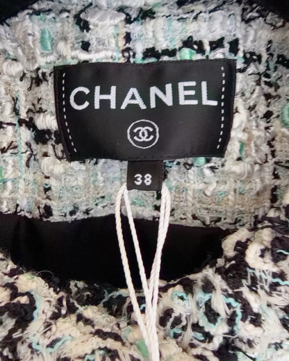 Chanel 26S Tweed Jacket Green, Blue, Multicolor FR 38