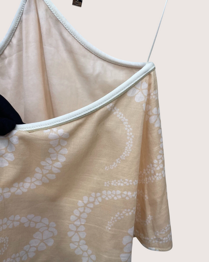Chanel 25M Coco Beach Floral Halter Top Beige/Ecru, White FR 34