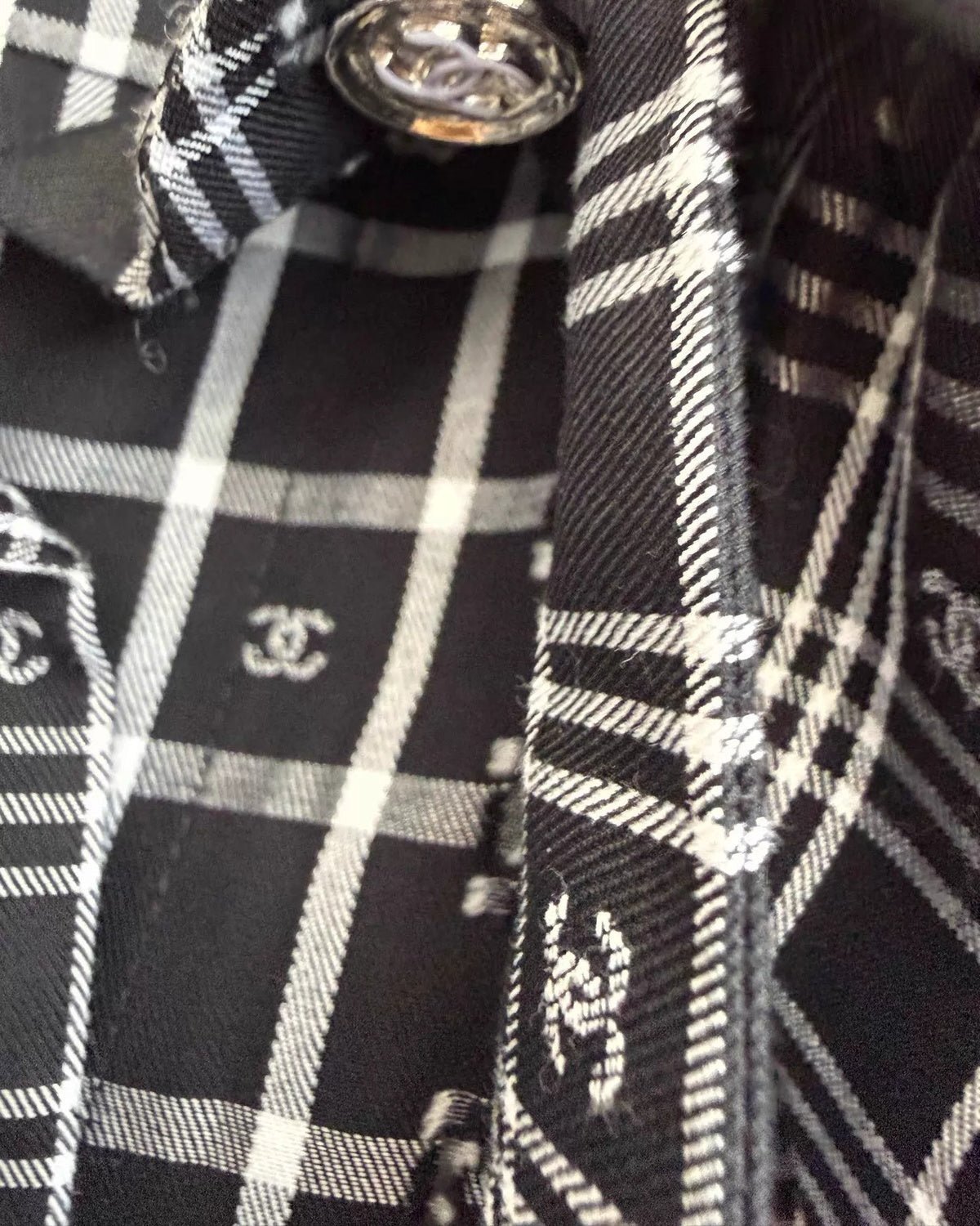 Chanel 23A Plaid Tweed Tunic Blouse
