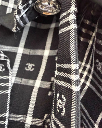 Chanel 23A Plaid Tweed Tunic Blouse
