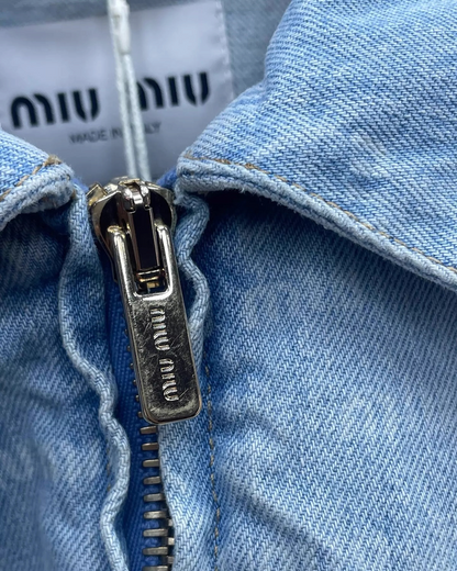 Miu Miu Monogram Logo Cropped Denim Jacket