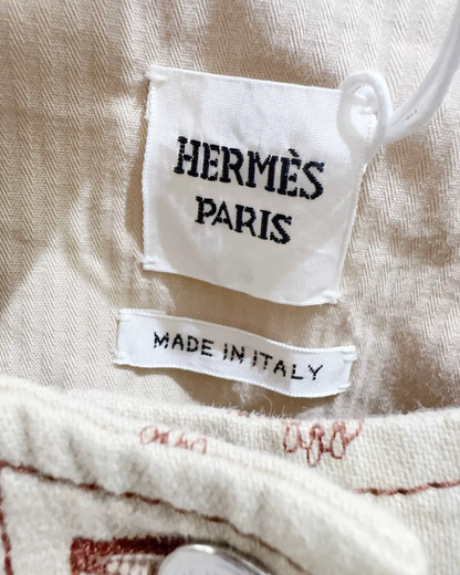 Hermès Printed Denim Jacket Beige/Ecru, Brown FR 36