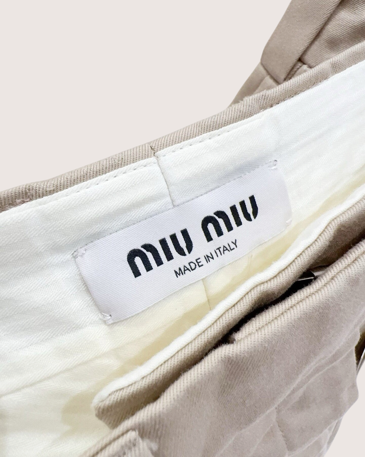 Miu Miu Cotton Pleated Mini Skirt Beige/Ecru, White FR 36