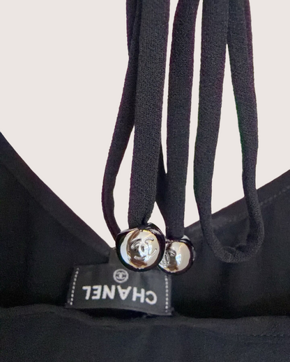 Chanel 24B Ruffle Top Black FR 34