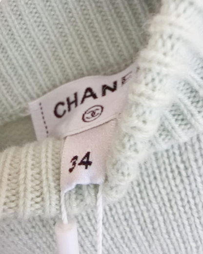 Chanel 25S Cashmere Patch-Pocket Cardigan Green FR 34