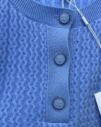 Chanel 24B Cashmere Cable-Stitch Vest Blue FR 34