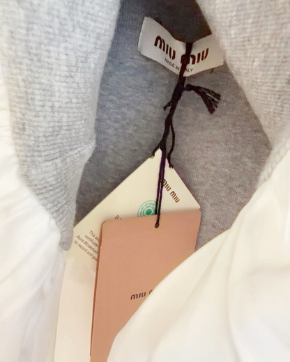 Miu Miu Panelled Mini Dress Grey, White FR 36