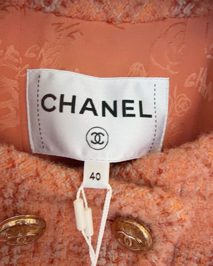 Chanel 24A Tweed Jacket Orange FR 40