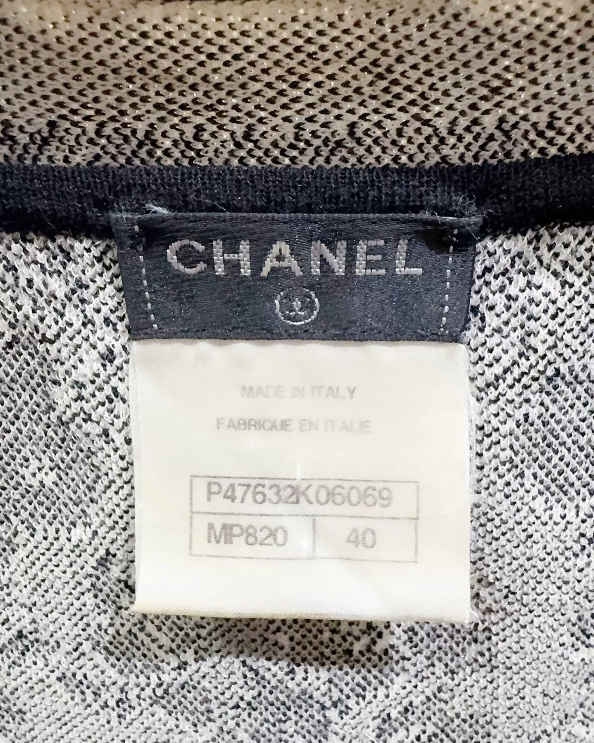 Chanel 14C Fringe Logo Tunic Black, Beige/Ecru FR 40
