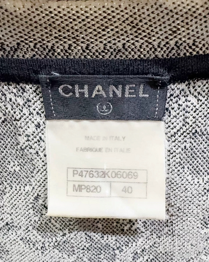 Chanel 14C Fringe Logo Tunic Black, Beige/Ecru FR 40