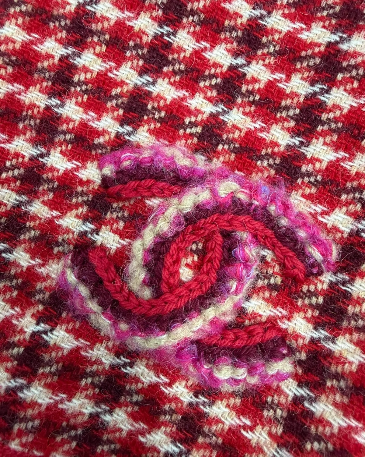 Chanel 24N Plaid Cardigan Red, Beige/Ecru, Multicolor FR 36