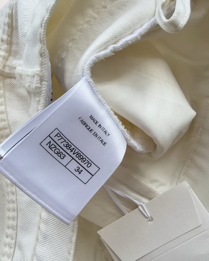 Chanel 24N Coco Neige CC Pocket Straight Denim Jeans Beige/Ecru FR 34