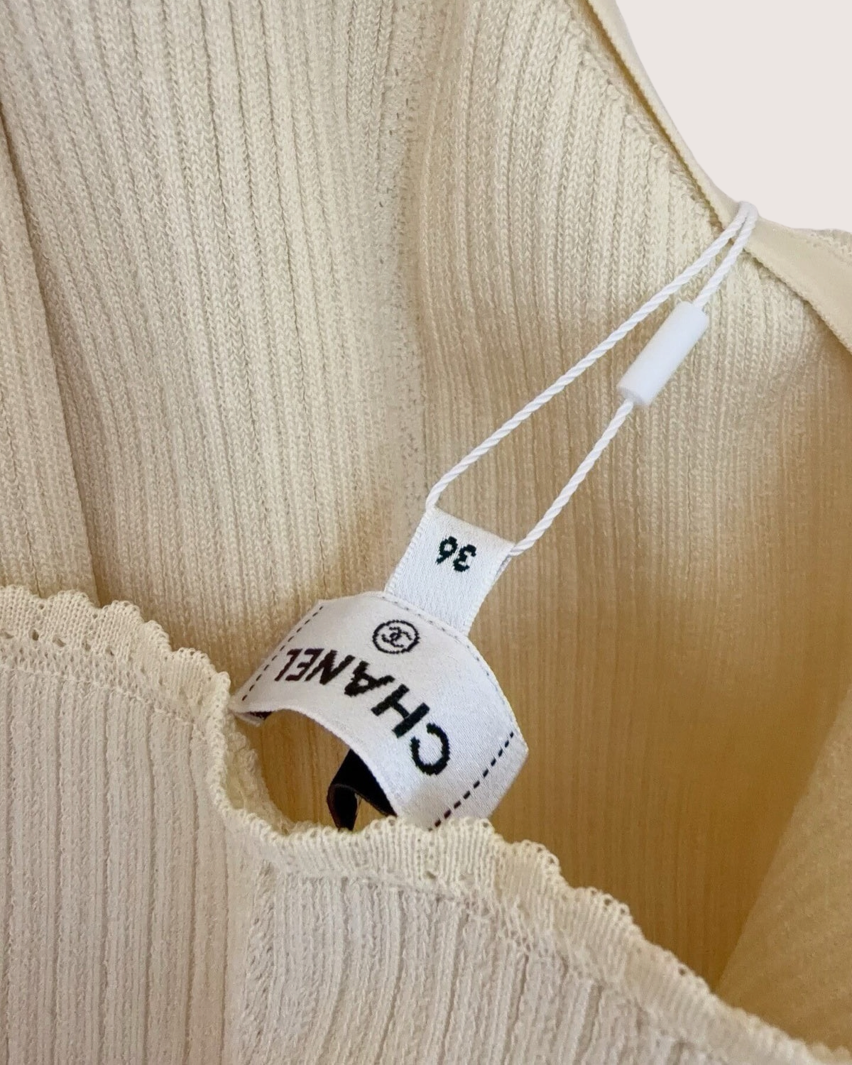 Chanel 26C Halter Mini Dress Beige/Ecru FR 36