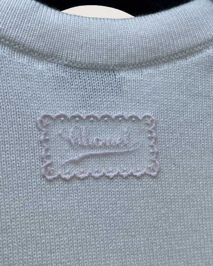 Chanel 25B Cashmere Embroidered Logo Cardigan Beige/Ecru, Gold FR 34