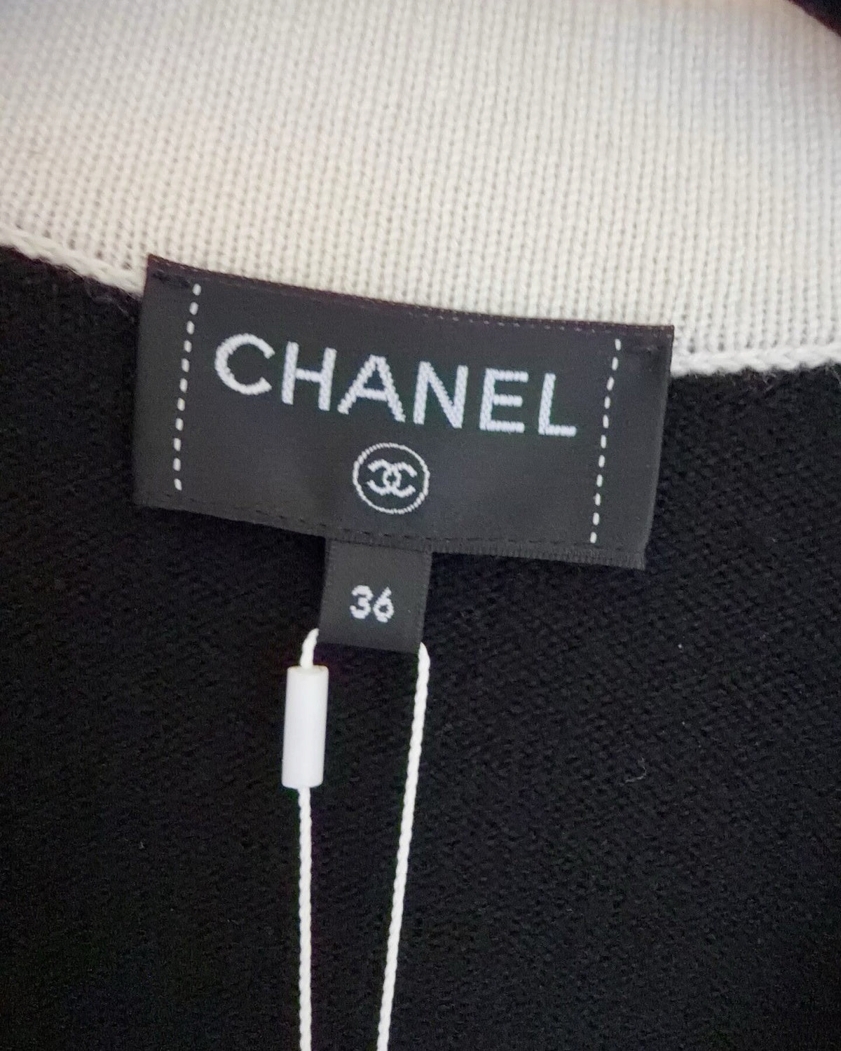Chanel 24C Cashmere Two-Tone Cardigan Black, Beige/Ecru FR 36
