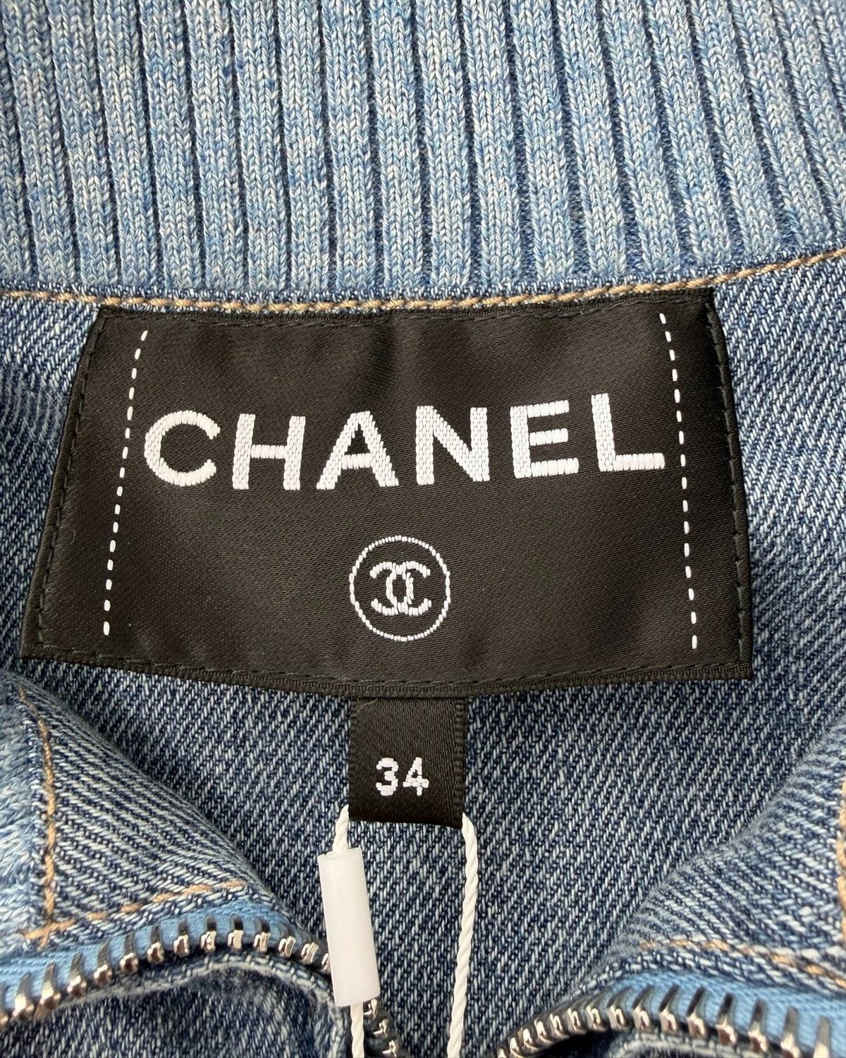 Chanel 25M Coco Beach Denim Jacket Blue FR 34