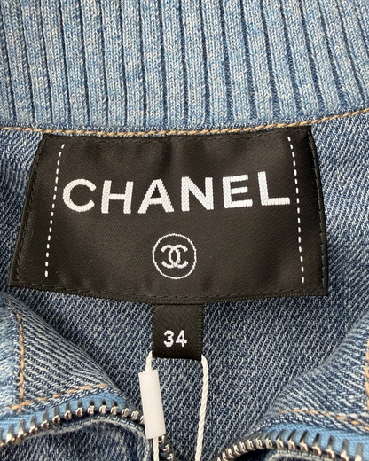Chanel 25M Coco Beach Denim Jacket Blue FR 34