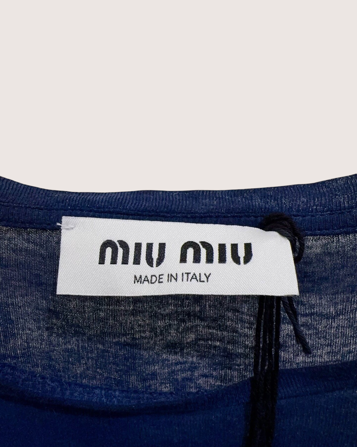 Miu Miu Sheer Long-Sleeve Mini Dress Navy FR 38
