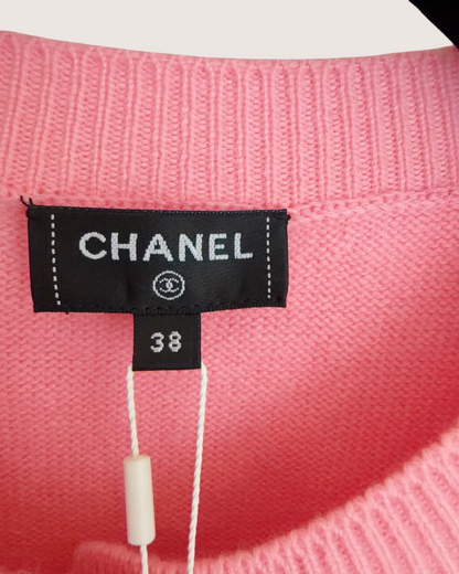 Chanel 23B Cashmere Striped Cardigan Pink, Red, Purple, Multicolor FR 38
