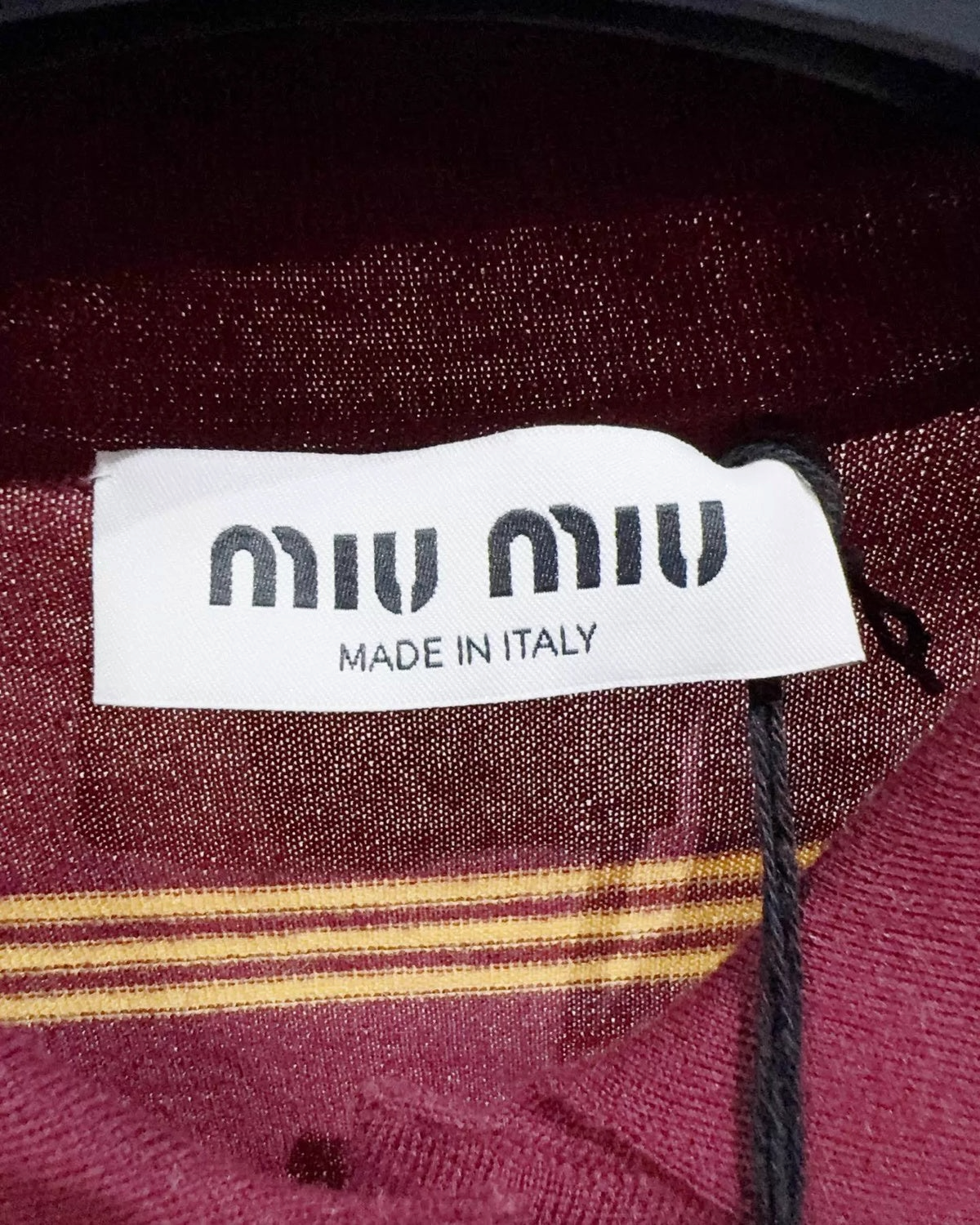 Miu Miu Striped Cardigan Burgundy, Gold FR 42
