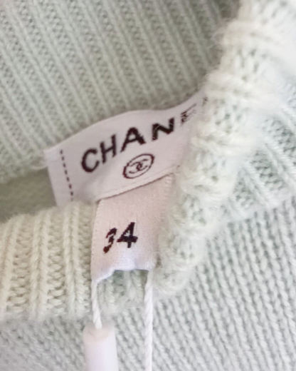 Chanel 25S Cashmere Two-Way Cardigan Green FR 34