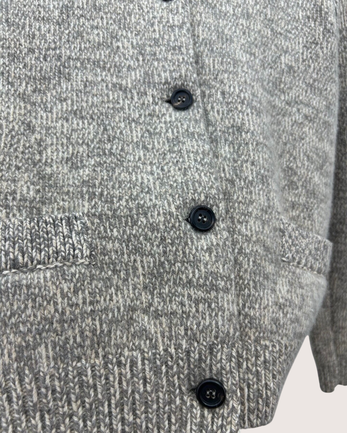 Miu Miu Wool Marled Logo Cardigan Grey, Beige/Ecru IT 36