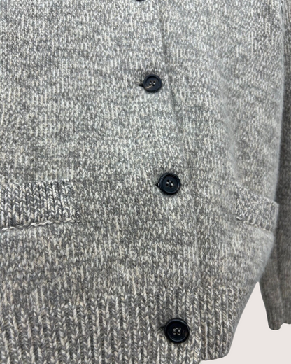 Miu Miu Wool Marled Logo Cardigan Grey, Beige/Ecru IT 36