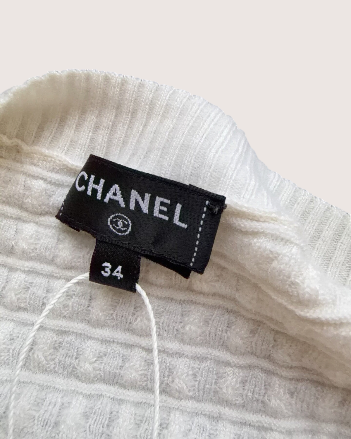 Chanel 23B Cashmere Flared-Cuff Cardigan Beige/Ecru FR 34