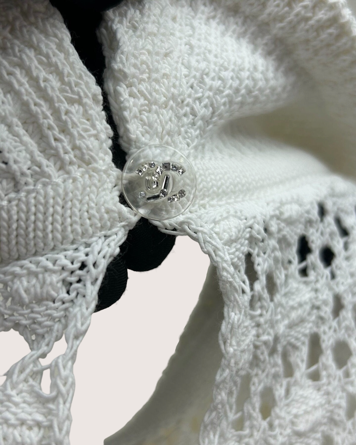 Chanel 26C Openwork Belted Sweater White FR 34