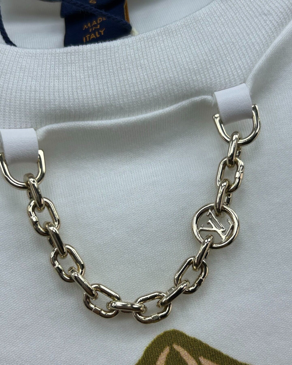 Louis Vuitton Voyage Chain T-Shirt White, Burgundy, Gold FR 36