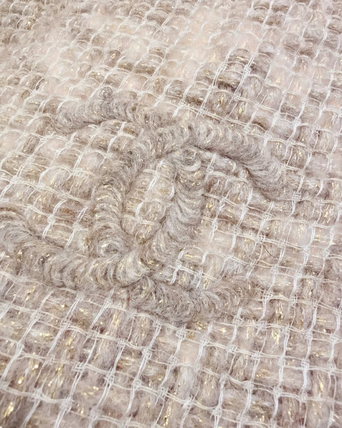 Chanel Tweed CC Scarf Beige/Ecru, Gold One Size