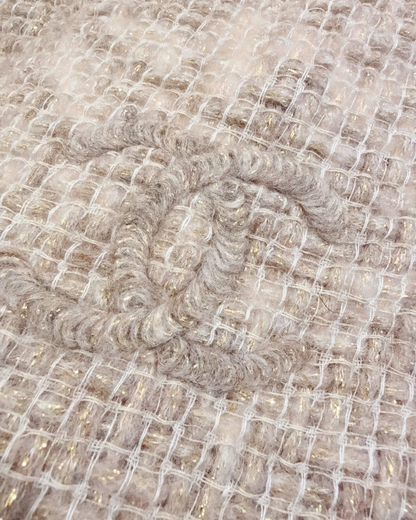 Chanel Tweed CC Scarf Beige/Ecru, Gold One Size
