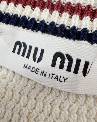 Miu Miu Cropped Logo Top Beige/Ecru, Navy, Burgundy IT 38