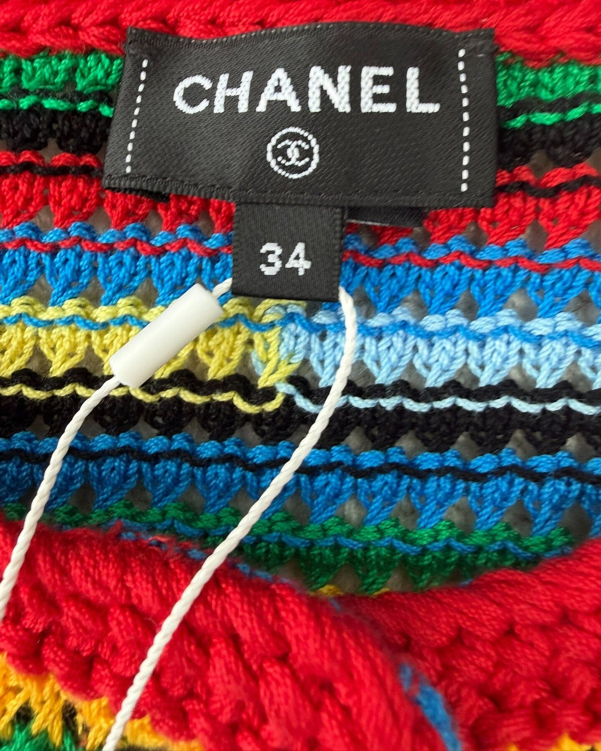 Chanel 26M Coco Beach Striped Fringe Cardigan Red, Blue, Multicolor FR 34