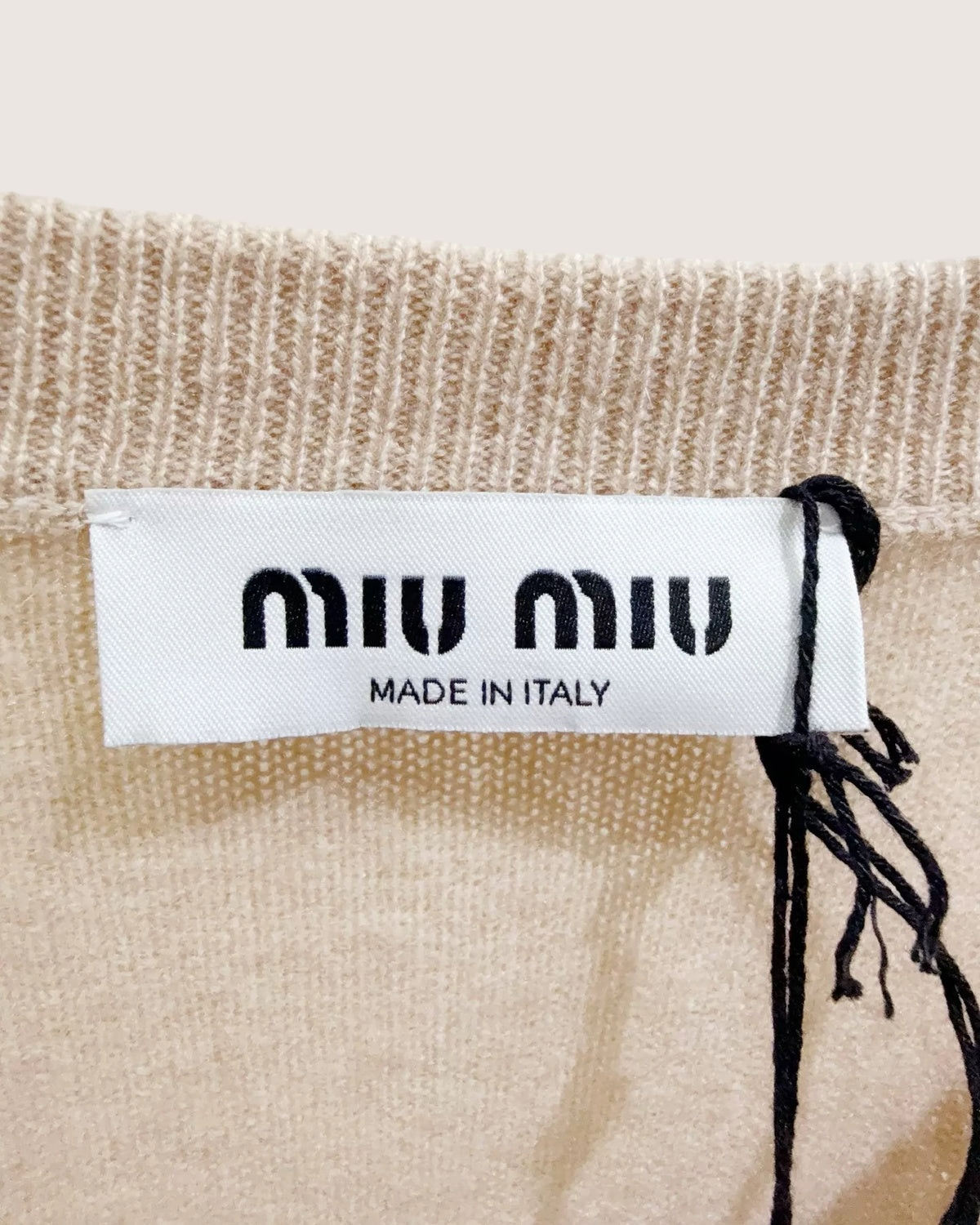 Miu Miu Argyle Wool Sweater Beige/Ecru, White FR 36