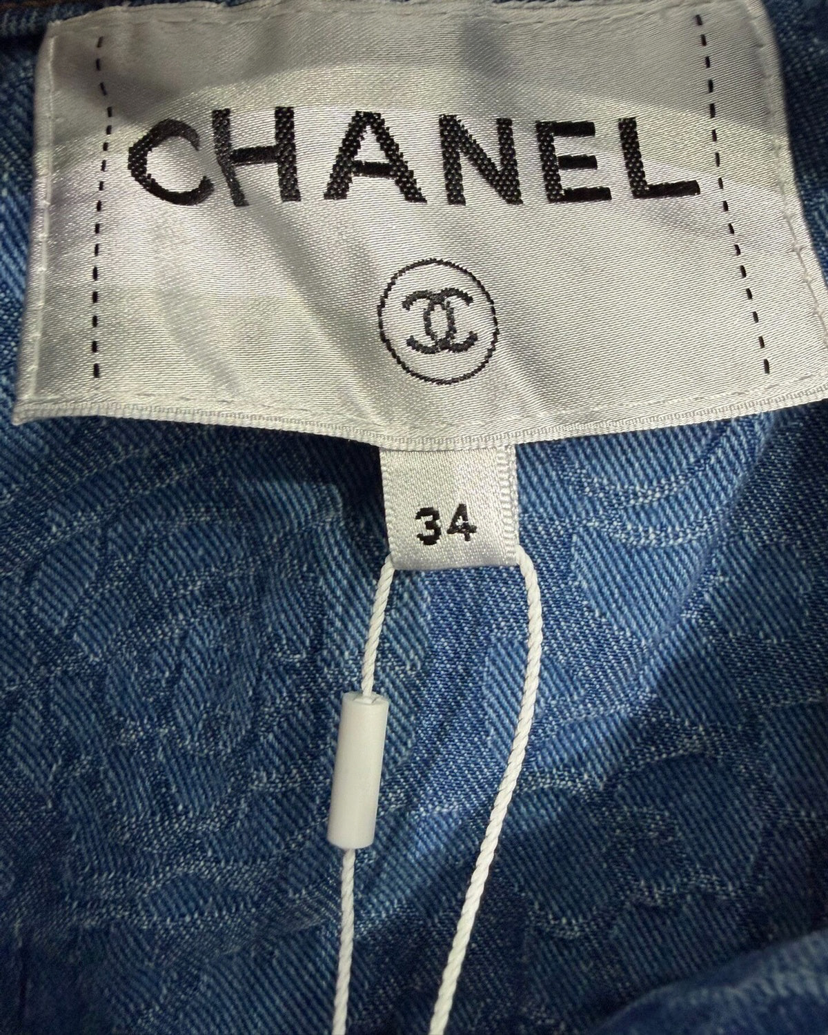 Chanel 23P Camellia Denim Vest Blue FR 34