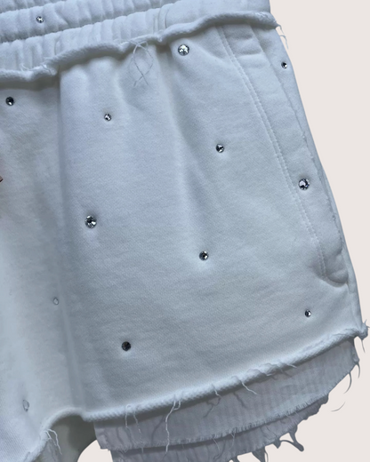 Miu Miu Gem-Embellished Mini Shorts White IT 36