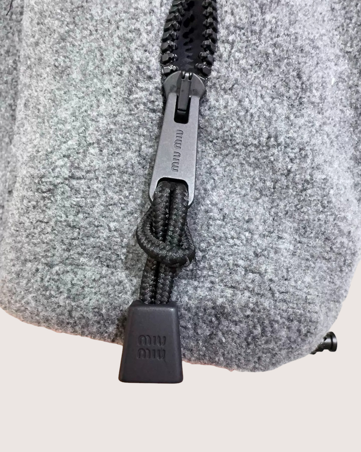 Miu Miu Fleece Zip-Up Jacket Grey FR 34