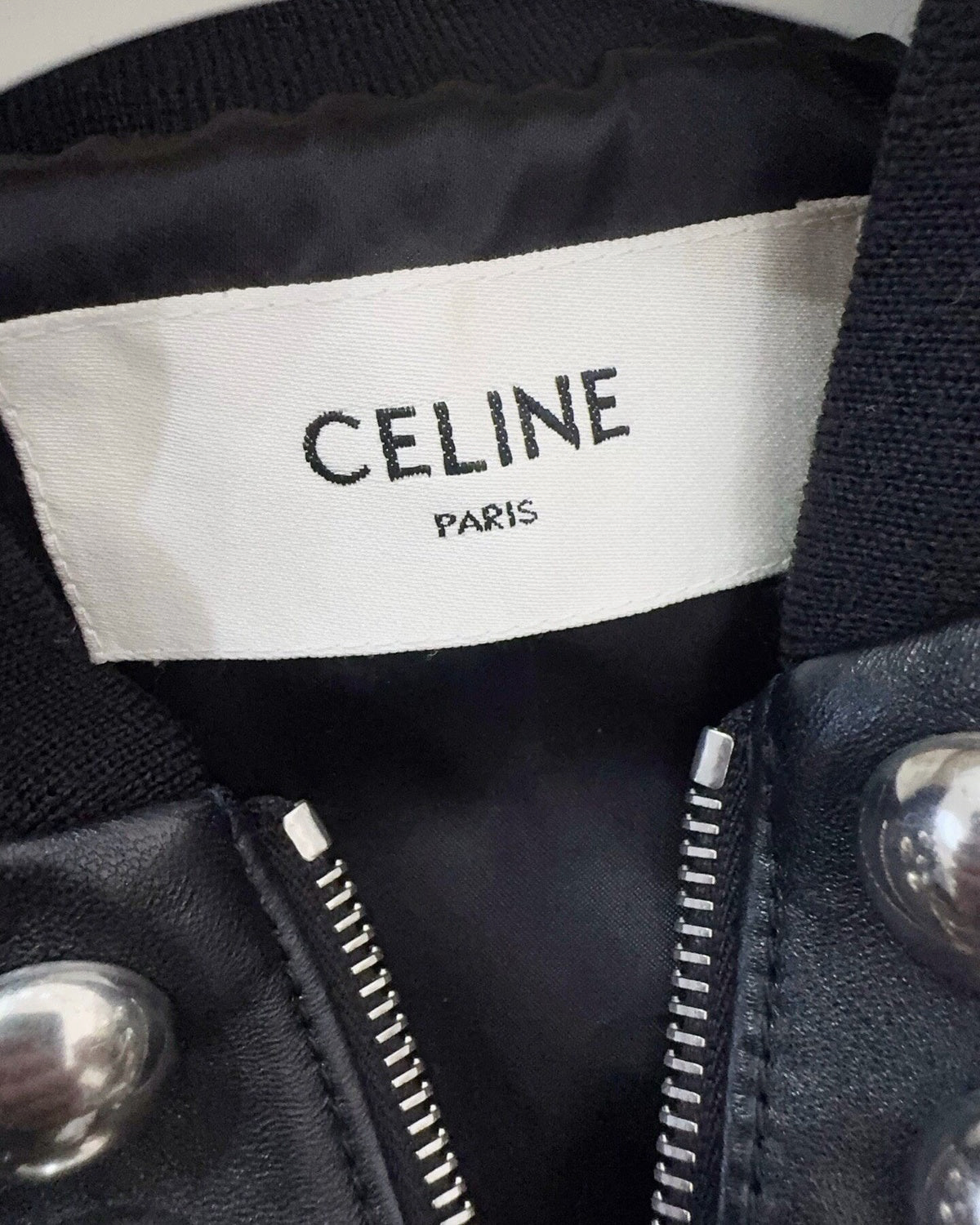 Celine Studded Leather Jacket Black FR 34