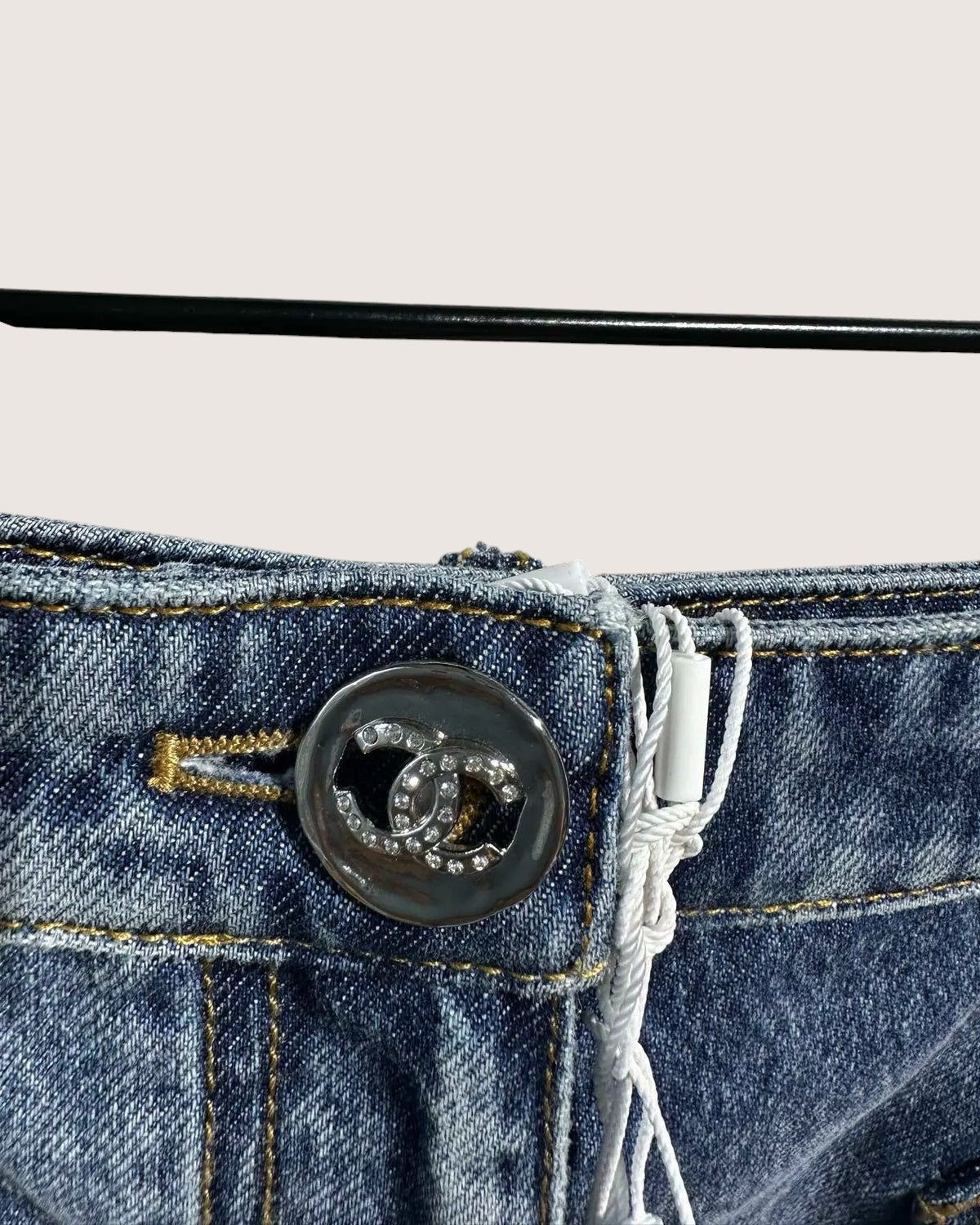 Chanel 24P Heart Pockets Denim Mini Skirt Blue FR 36