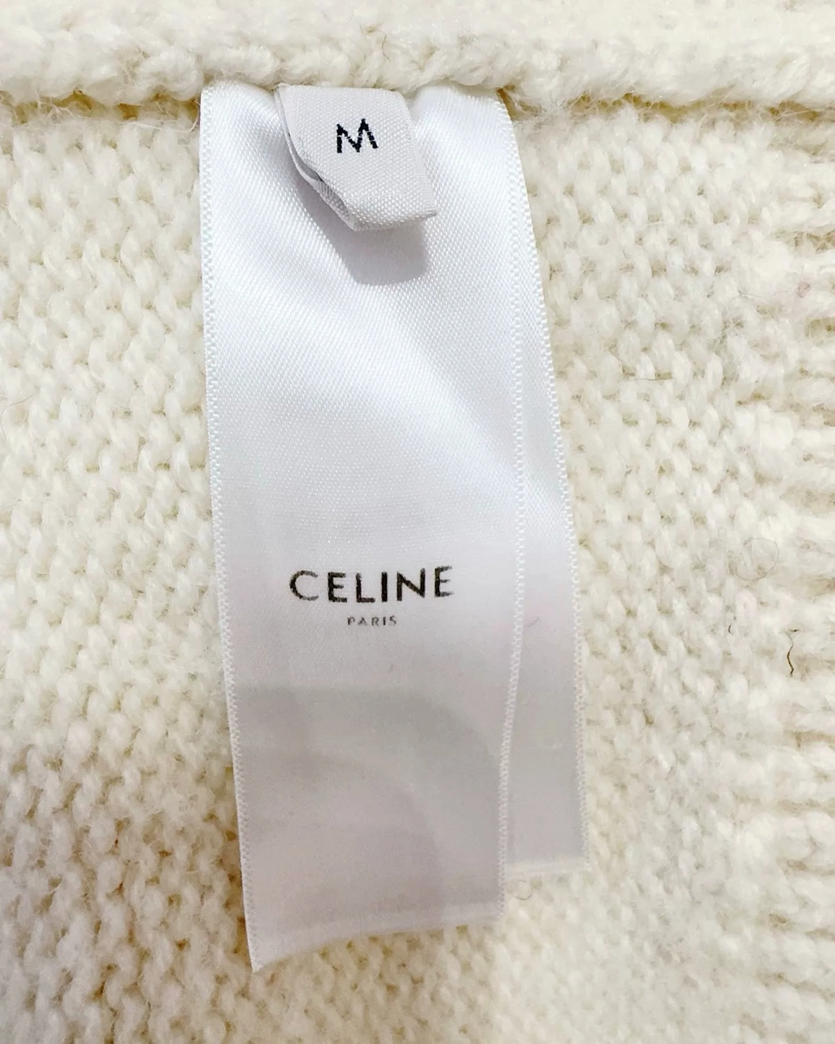 Celine Wool Triomphe Jacquard Sweater Beige/Ecru, Navy, Red FR 38