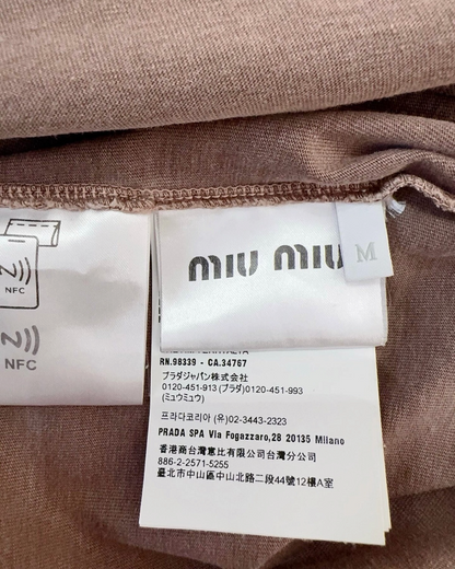 Miu Miu Long-Sleeve Logo T-Shirt Brown FR 38