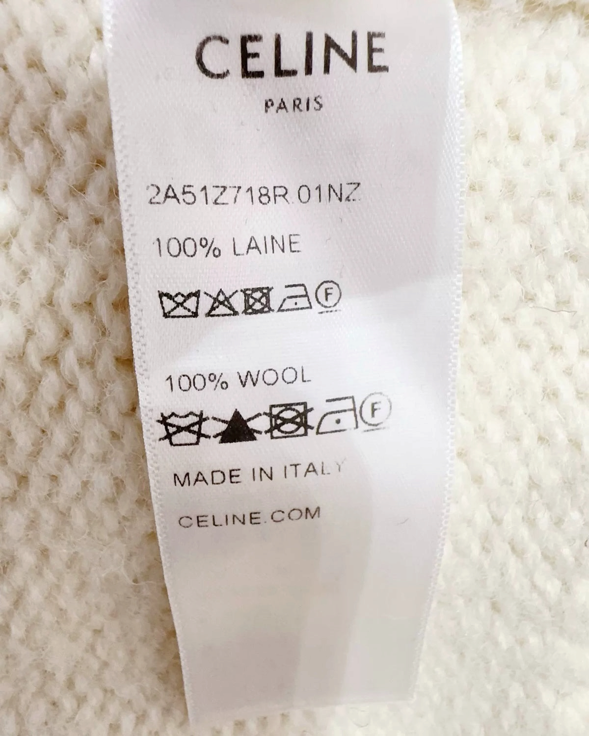 Celine Wool Triomphe Jacquard Sweater Beige/Ecru, Navy, Red FR 38